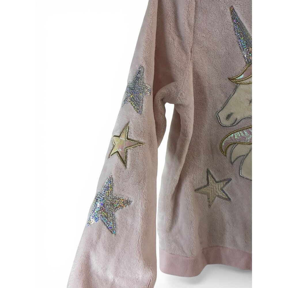 Wonder Nation Girls Pink Plush Long-Sleeve Unicorn Sweatshirt L 10-12 Plus - Picture 3 of 10